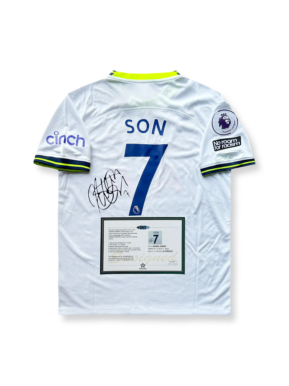 2022-23シーズン トッテナム・ホットスパーホームユニフォーム、ソン・フンミンサイン入り7番、プレミアリーグ公式試合用デザイン