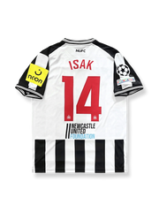 2023-24シーズンニューカッスル・ユナイテッドホームユニフォーム アレクサンダー・イサク #14 黒白ストライプ クラシックエンブレム刺繍
