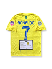 2023-24シーズン リヤド・アル・ナスルホームユニフォーム、クリスティアーノ・ロナウドサイン入り7番、サウジプロリーグ公式試合用デザイン