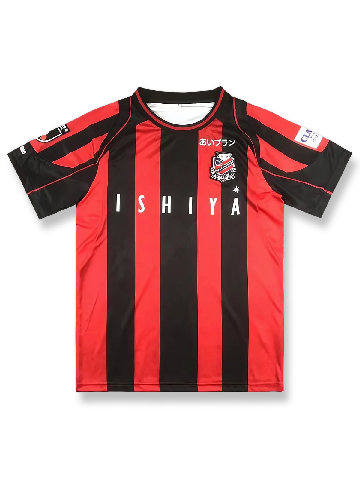 2023年北海道コンサドーレ札幌ホームユニフォーム レッド ブラックホワイトアクセント クラブエンブレム刺繍