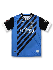2023年川崎フロンターレホームユニフォーム ブルー 黒白アクセント クラブエンブレム刺繍