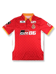 2023年名古屋グランパスホームユニフォーム 赤 黒白アクセント クラブエンブレム刺繍