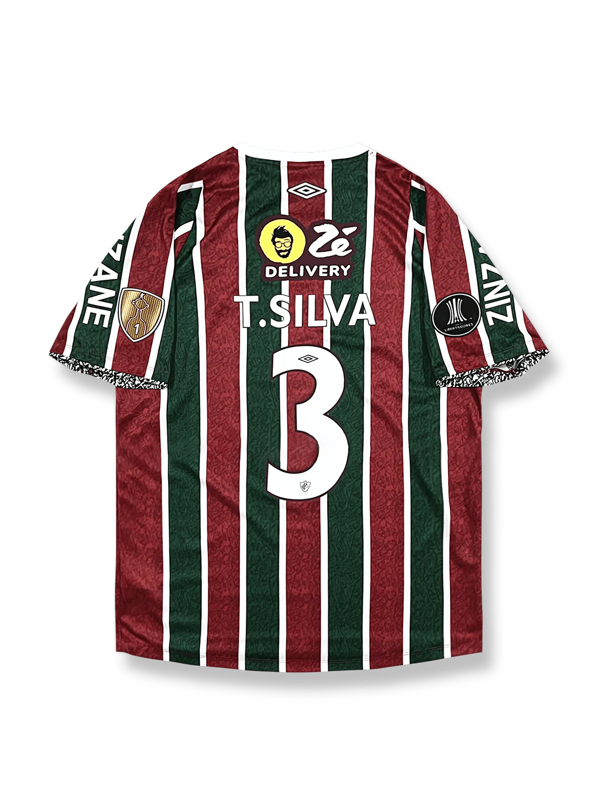 2024-25シーズンフルミネンセホームユニフォーム シウバ #3 白 緑赤アクセント クラシックエンブレム刺繍