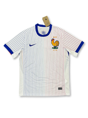 2024-25シーズンフランス代表アウェイユニフォーム 濃紺 ブルー白アクセント ナイキ刺繍&フランス連盟エンブレム付き