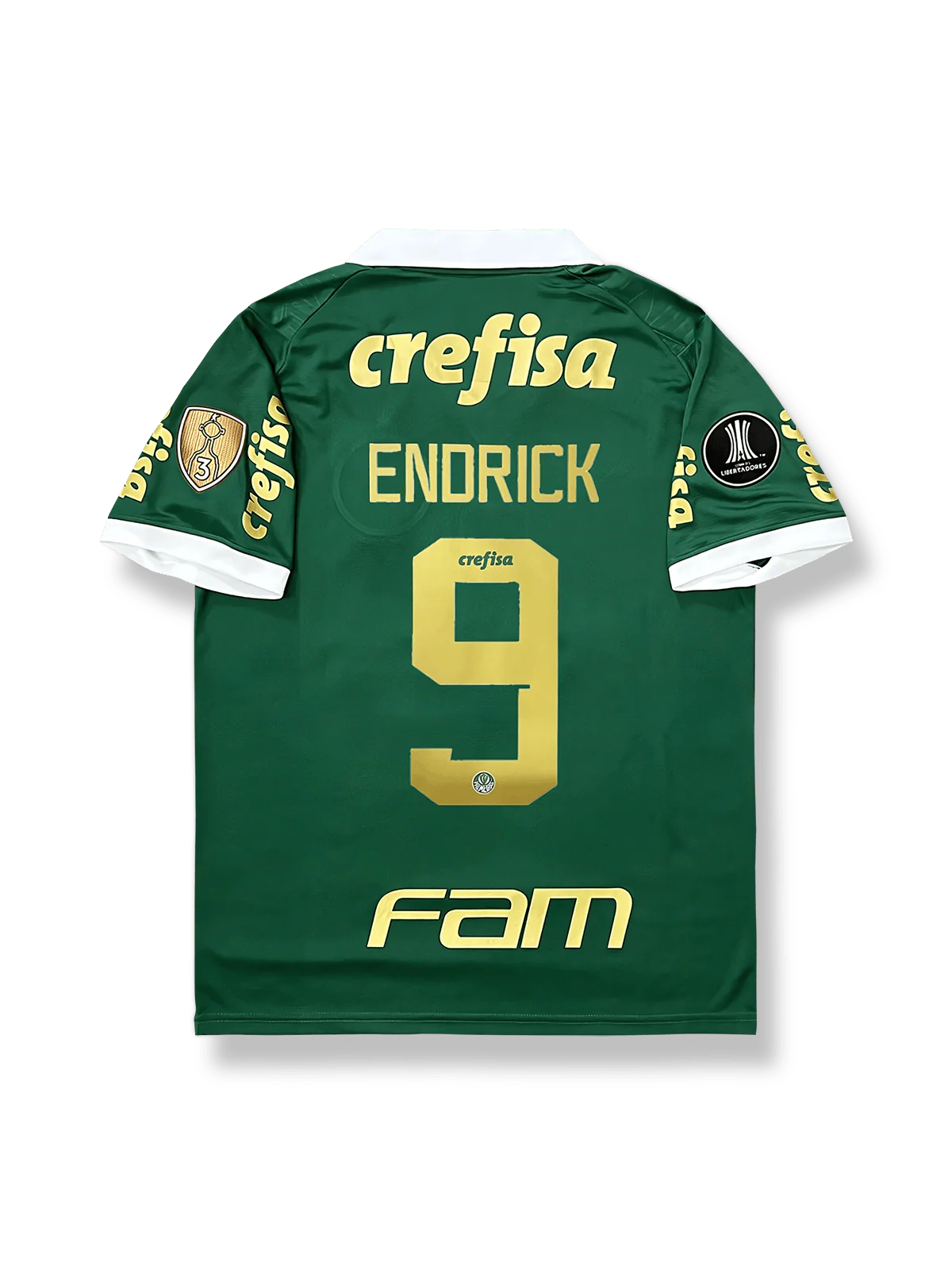 2024-25シーズンパルメイラスホームユニフォーム エンドリッキ #9 グリーン 白アクセント クラシックエンブレム刺繍
