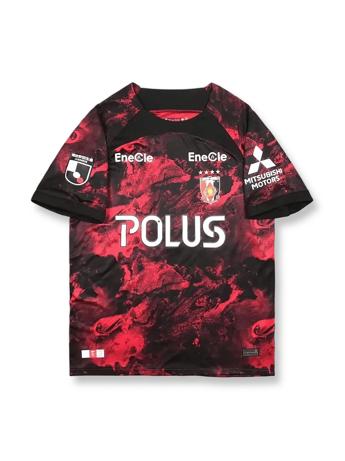 2024年浦和レッズホームユニフォーム 赤 黒白アクセント クラブエンブレム刺繍