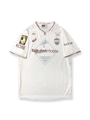 2024年ヴィッセル神戸アウェイユニフォーム 白 ワインレッド黒アクセント クラブエンブレム刺繍