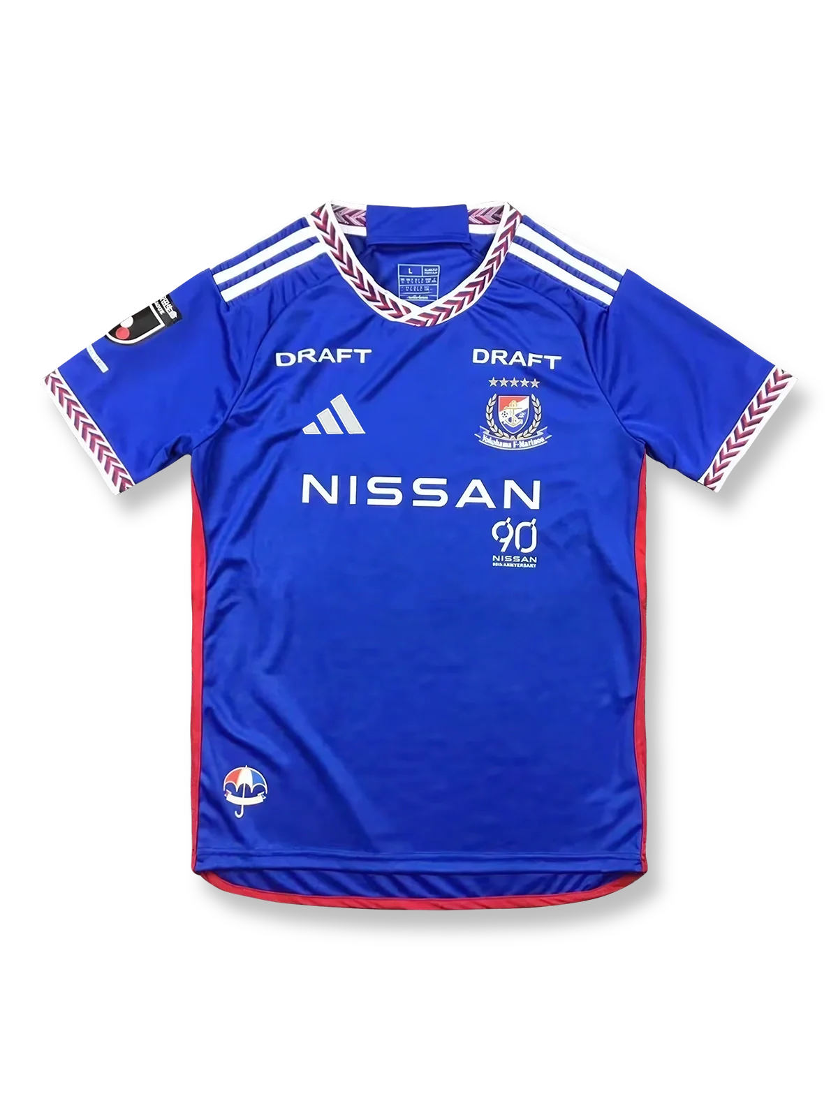 2024年横浜F・マリノスホームユニフォーム ブルー 白赤アクセント クラブエンブレム刺繍