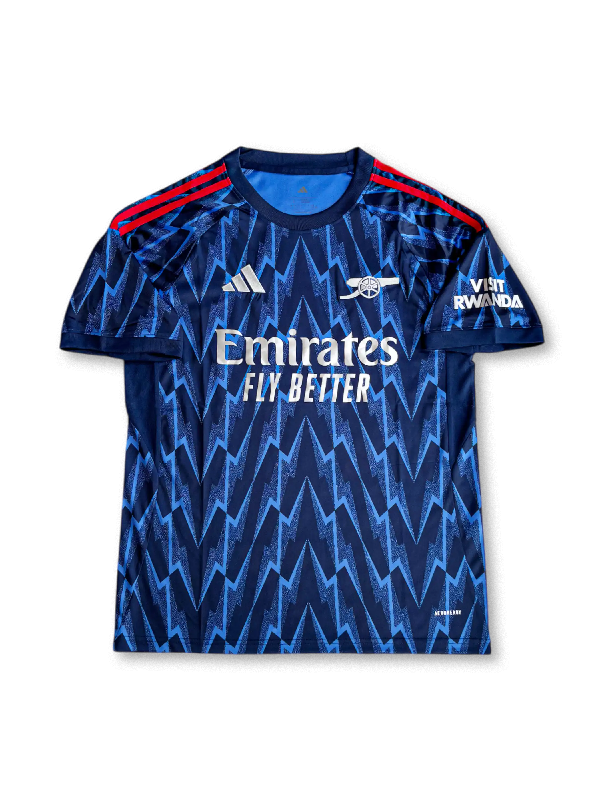 2025/26 アーセナル アウェイ ユニフォーム 正面デザイン 稲妻グラフィック