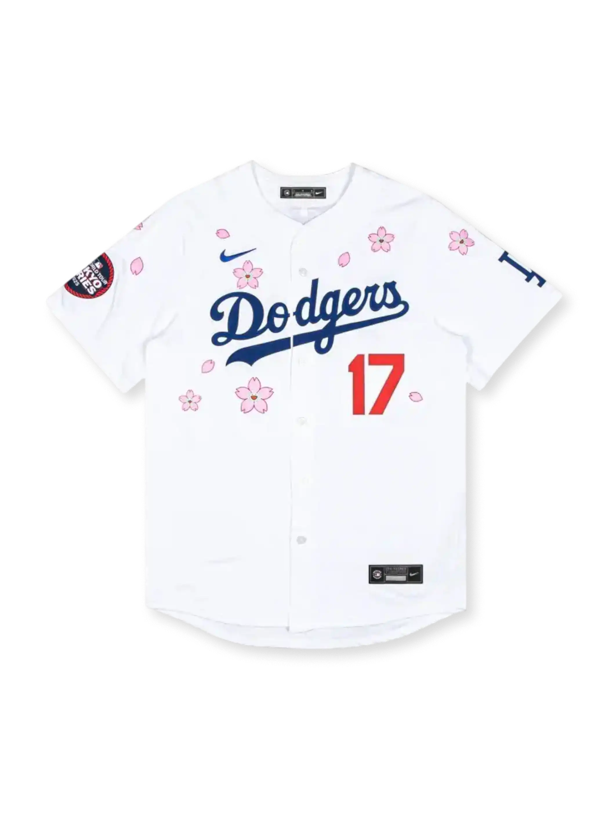 2025年 ロサンゼルス・ドジャース 東京シリーズ 桜エディションユニフォーム 村上隆コラボ 大谷翔平 17番 表面デザイン
