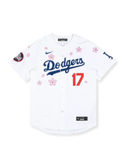 2025年 ロサンゼルス・ドジャース 東京シリーズ 桜エディションユニフォーム 村上隆コラボ 大谷翔平 17番 表面デザイン