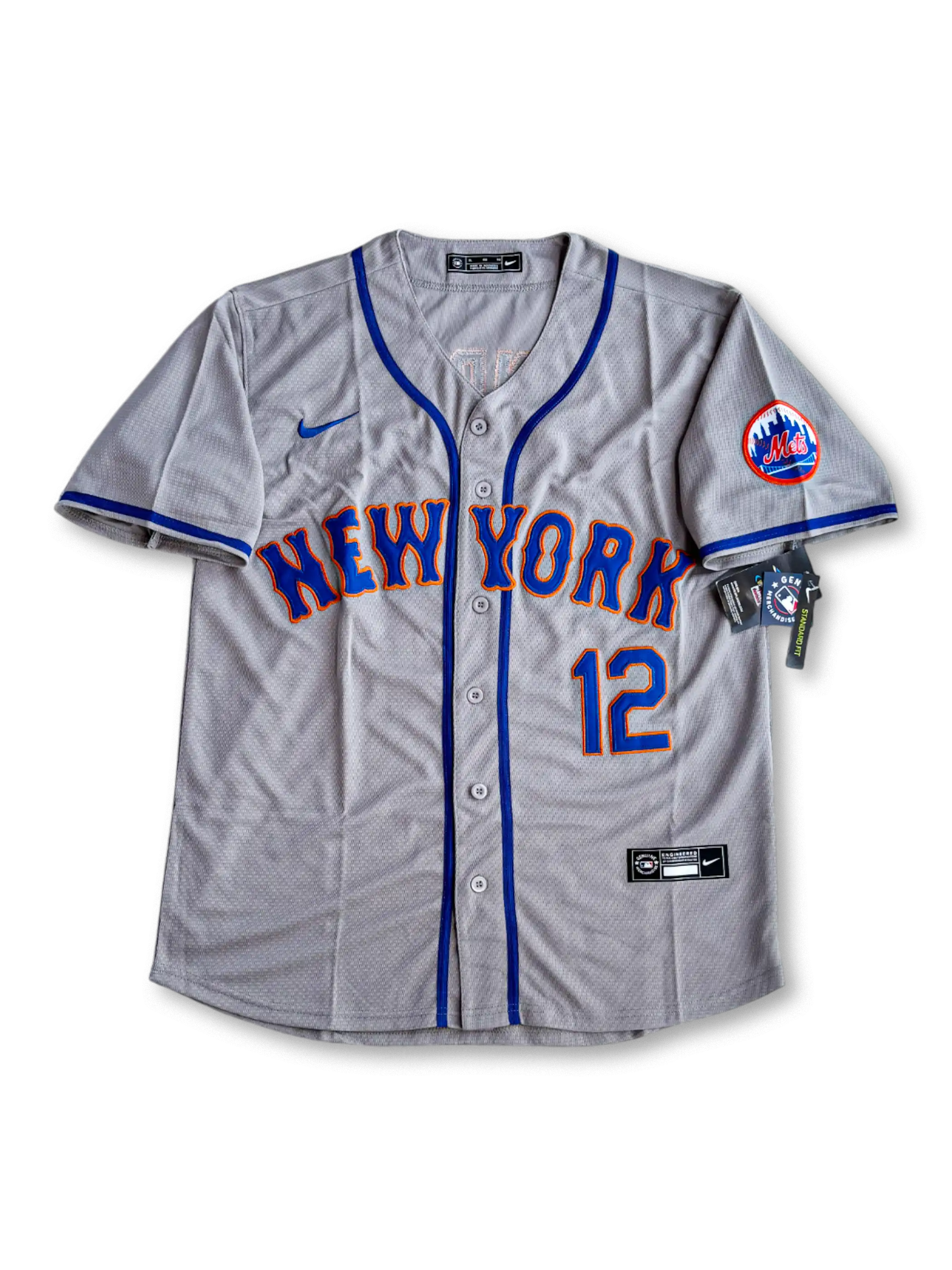 025年 ニューヨーク・メッツ アウェイユニフォーム フランシスコ・リンドーア 12番 表面デザイン