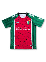 2025年パレスティーノ セカンドユニフォーム スイカ柄 正面、BANK OF PALESTINEスポンサー