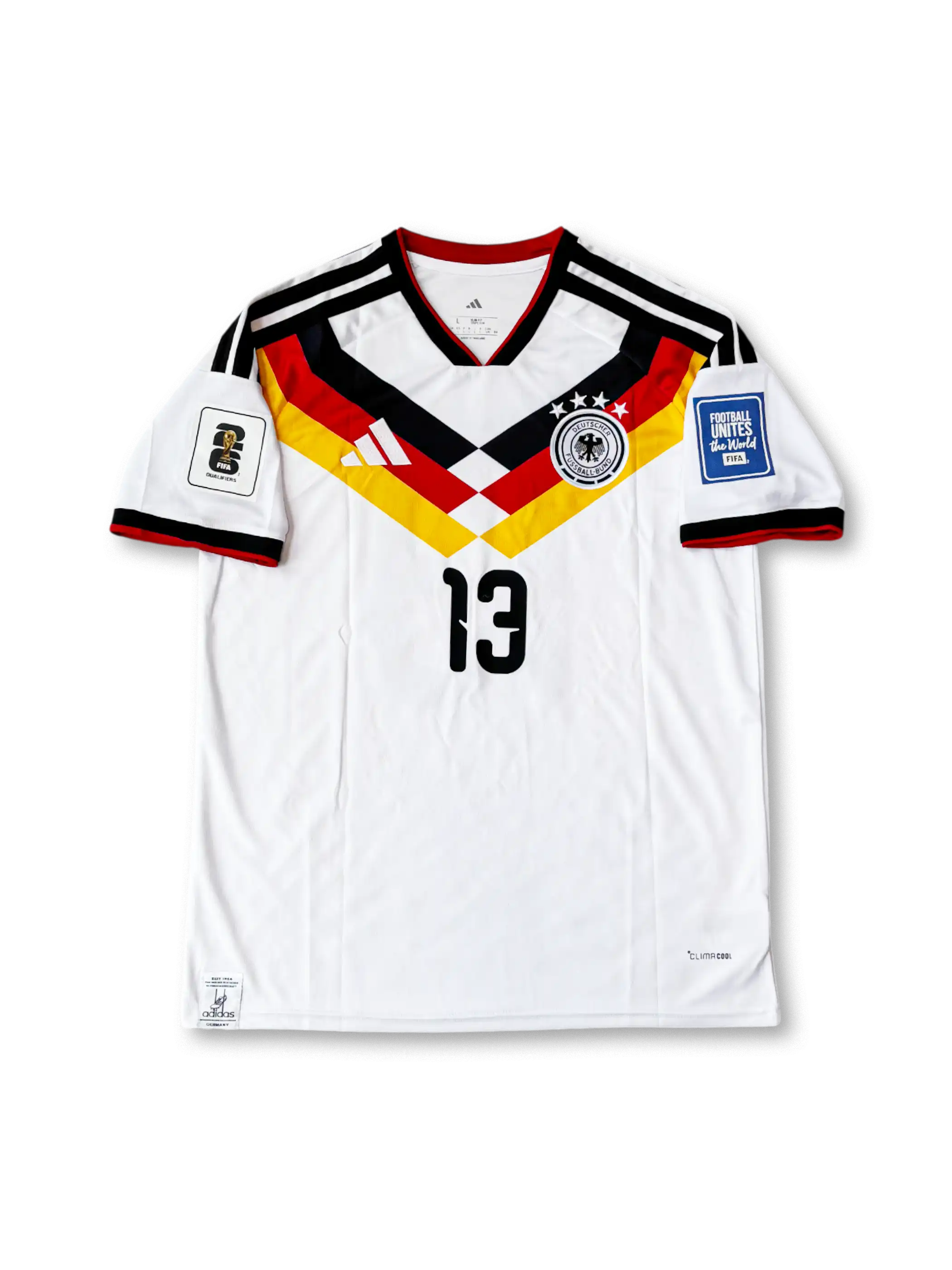 2026年ドイツ代表ホームユニフォーム ミュラー13番 前面 大会パッチ付き