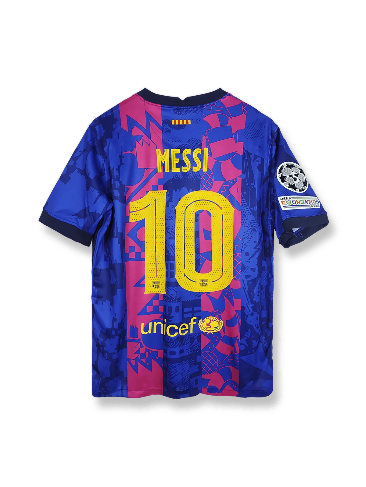 2021-22シーズンFCバルセロナセカンドアウェイユニフォーム リオネル・メッシ 背番号10 ネイビー レッドアクセント クラブエンブレム刺繍