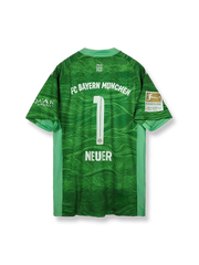2021-22シーズンバイエルン・ミュンヘンゴールキーパーユニフォーム マヌエル・ノイアー 背番号1 グリーン 黒アクセント クラブエンブレム刺繍