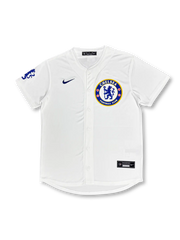 2526 チェルシー ベースボールシャツ 正面デザイン ホワイト×ブルー