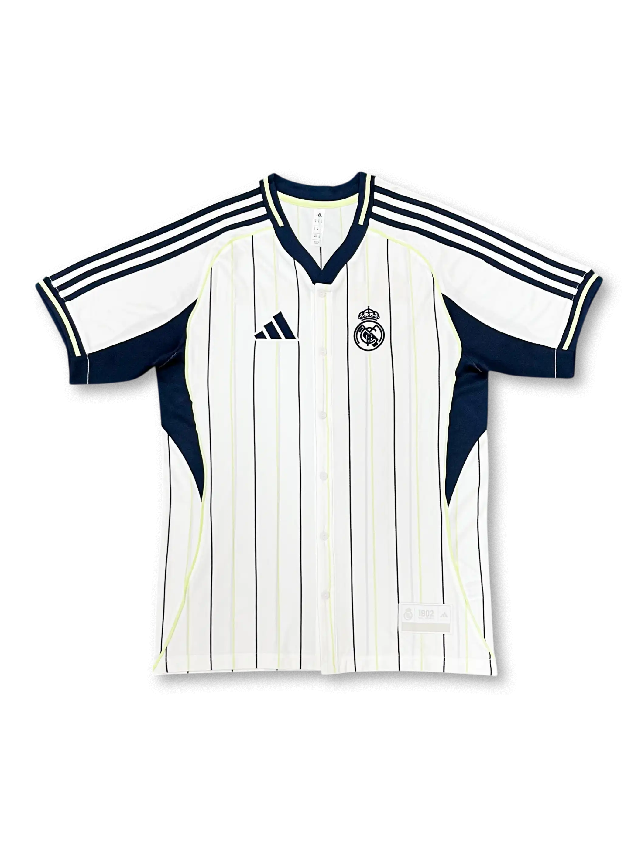 2526 レアル・マドリード ベースボールシャツ 正面デザイン ホワイトストライプ