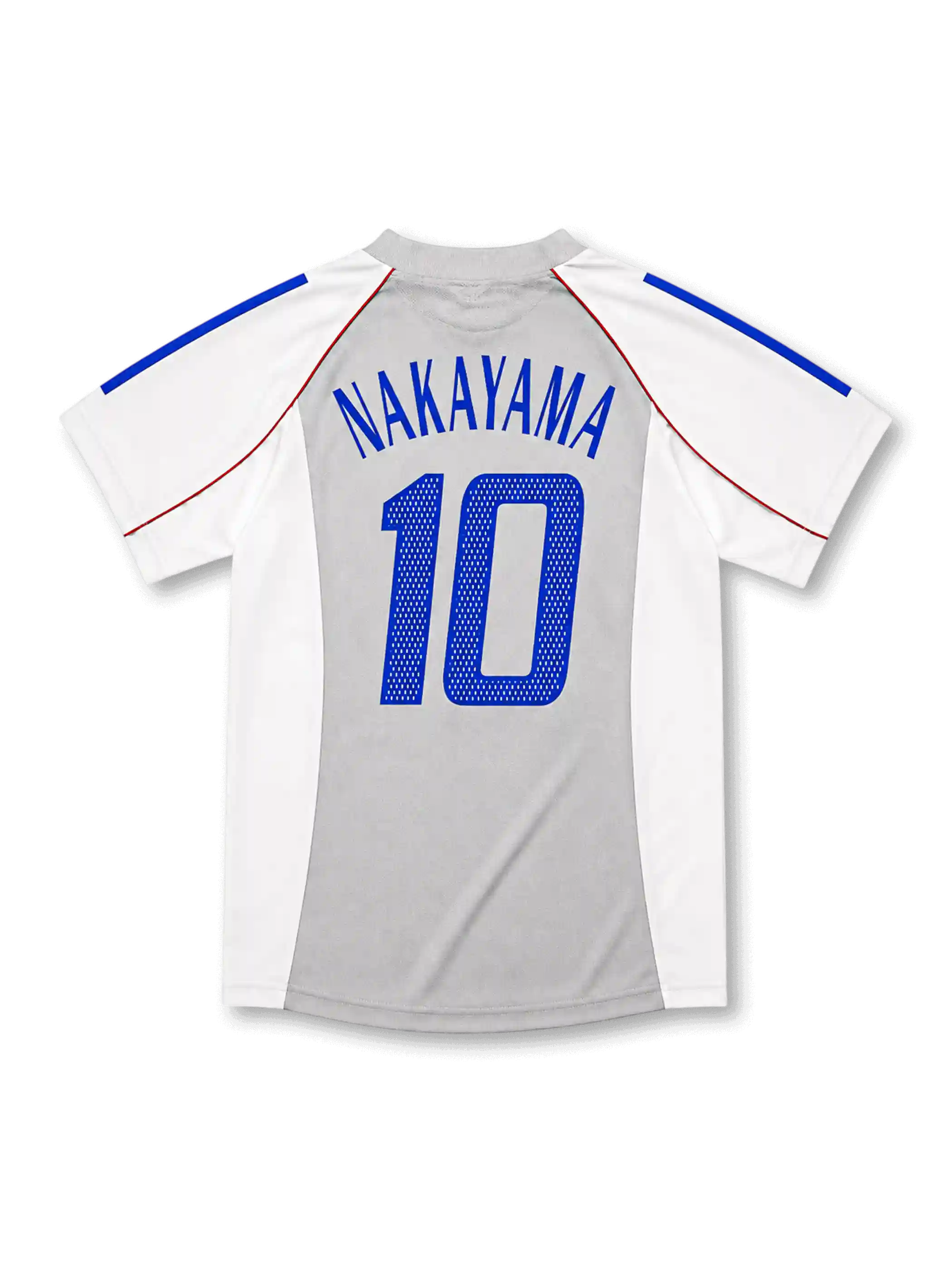 背面にNAKAYAMAとブルーの10番を配した2002-04日本代表アウェイユニフォーム背面