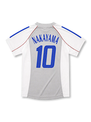 背面にNAKAYAMAとブルーの10番を配した2002-04日本代表アウェイユニフォーム背面