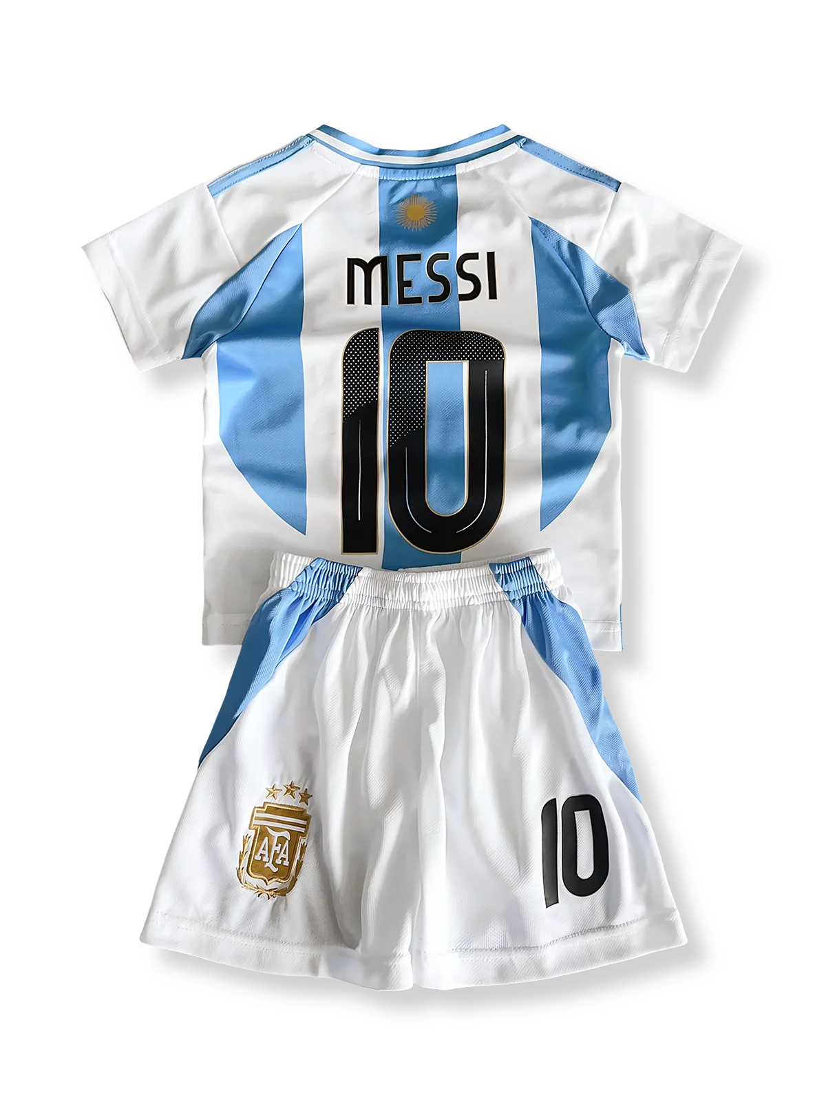 製品画像:子供用アルゼンチン メッシ 10番 ユニフォームセット全体図