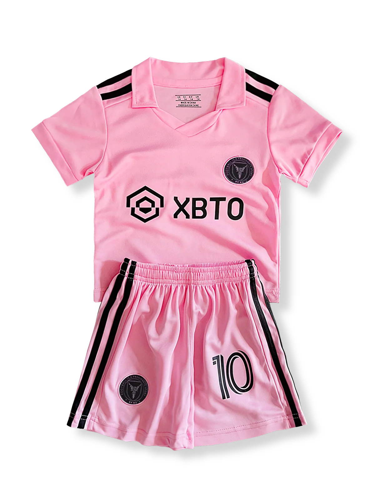 製品画像:子供用インテル・マイアミ メッシ 10番 ユニフォームセット全体図