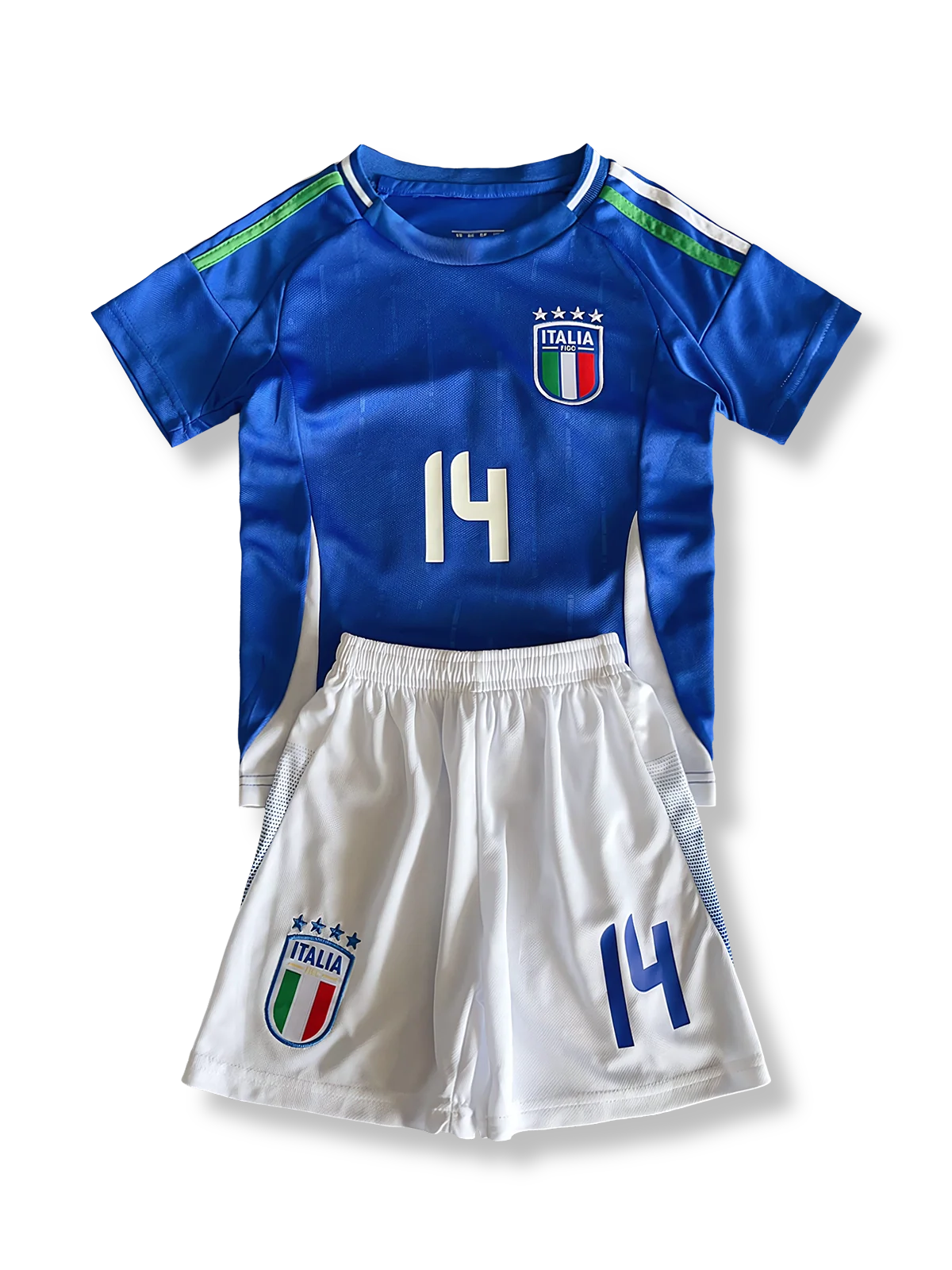 製品画像:子供用イタリア チェーザ 14番 ユニフォームセット全体図