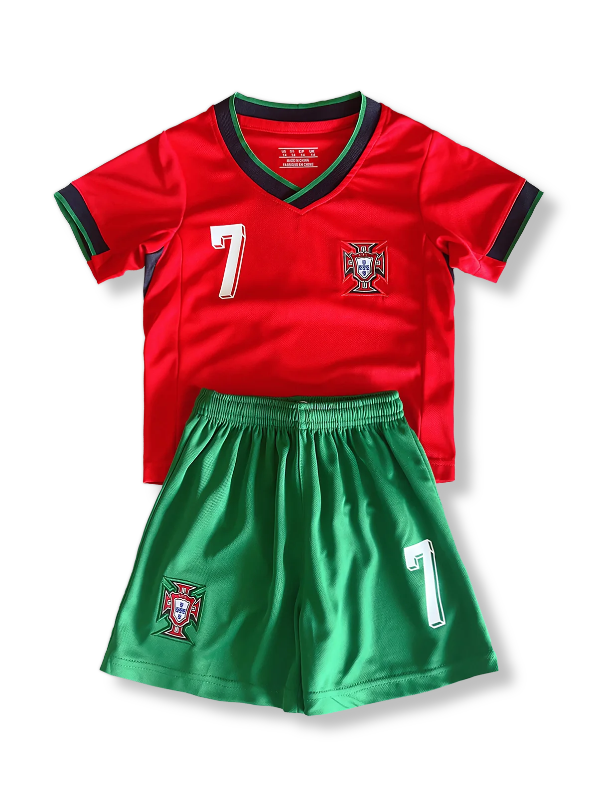製品画像:ポルトガル子供用ユニフォームセット全体図