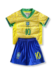 製品画像:ブラジル代表子供用ユニフォームセット全体図、ネイマール10番