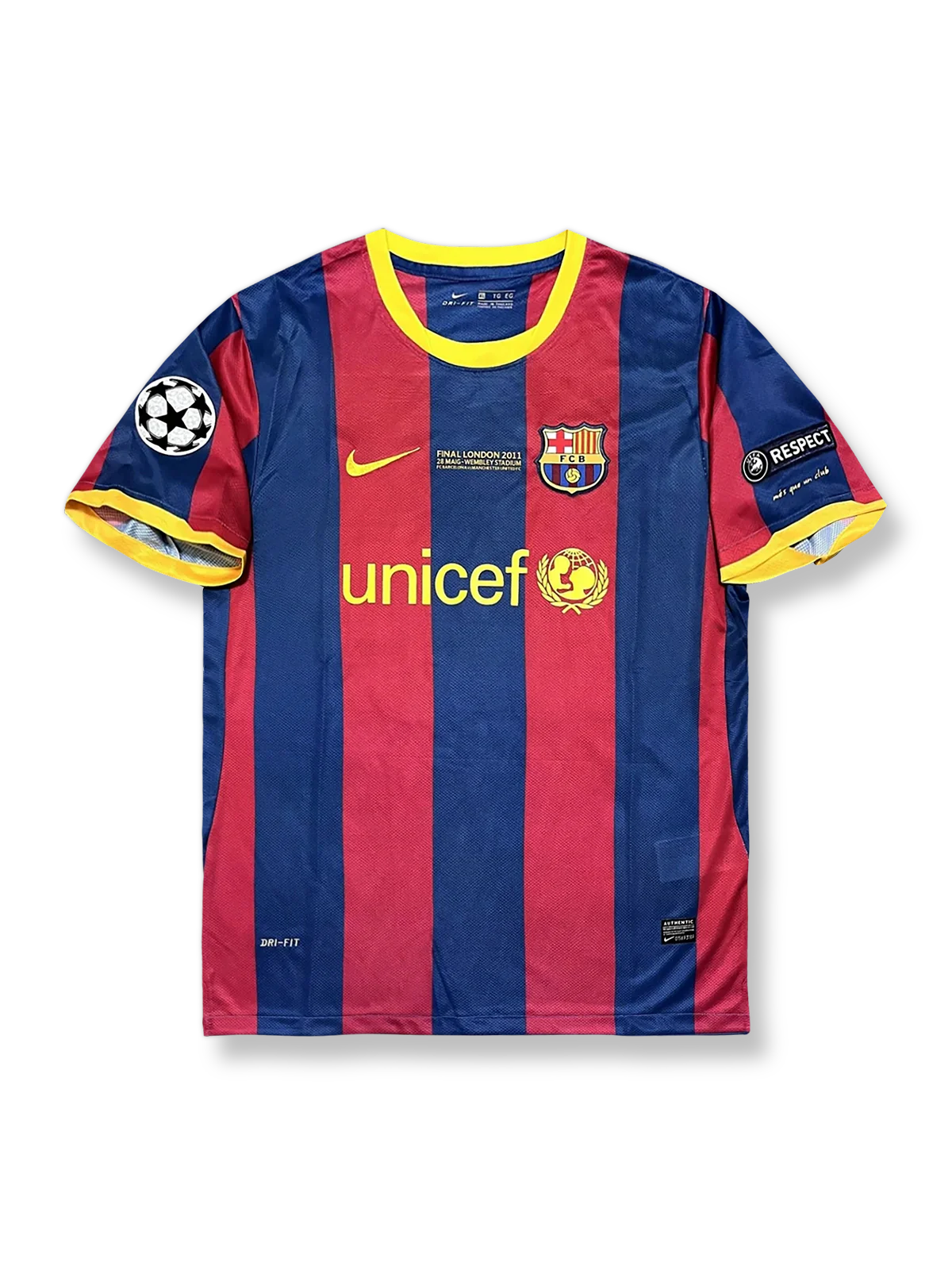 2011年チャンピオンズリーグ決勝版バルセロナ サイン入りホームジャージ正面図