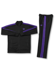 adidas Originals ブラック×パープル トラックスーツ 正面