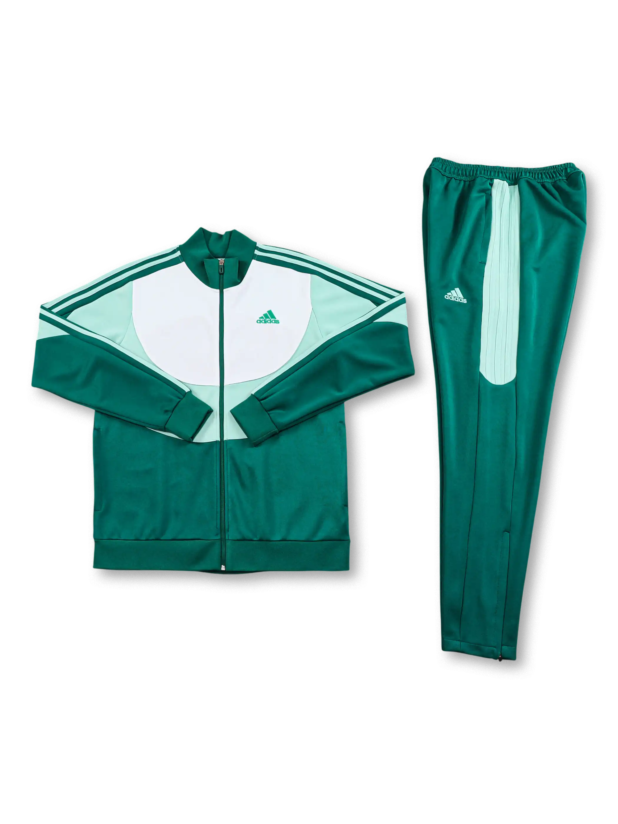adidas グリーン パネル トラックスーツ 正面