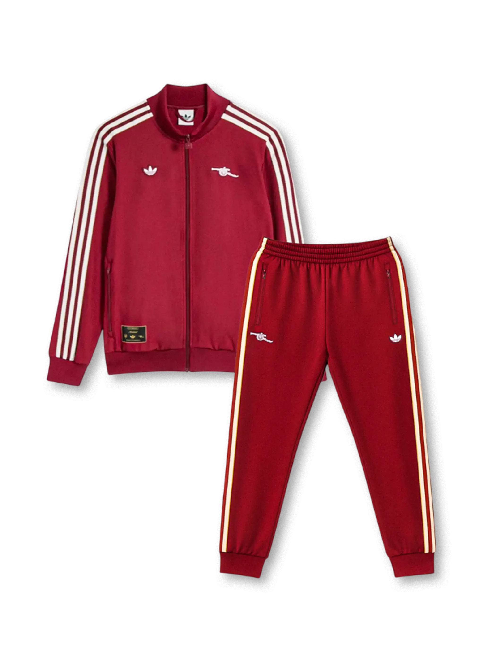 アーセナル × adidas オリジナルス トラックスーツ バーガンディカラー 正面セットアップ
