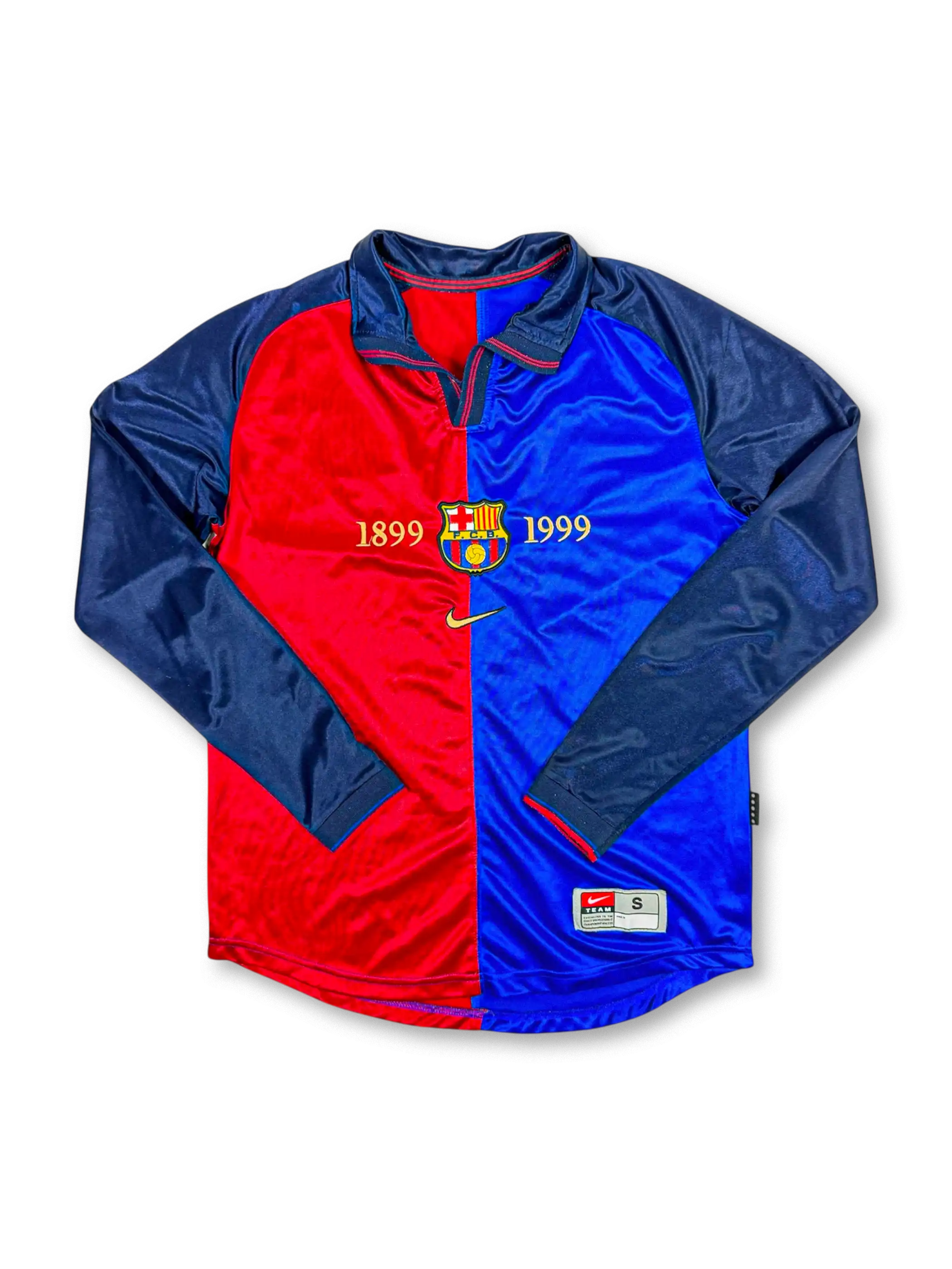 ⭐️激レア ⭐️99-00 FCバルセロナ 100周年記念 ホーム ユニフォーム FCバルセロナ 1999年 創立100周年 ホーム 長袖ユニフォーム-KICKO