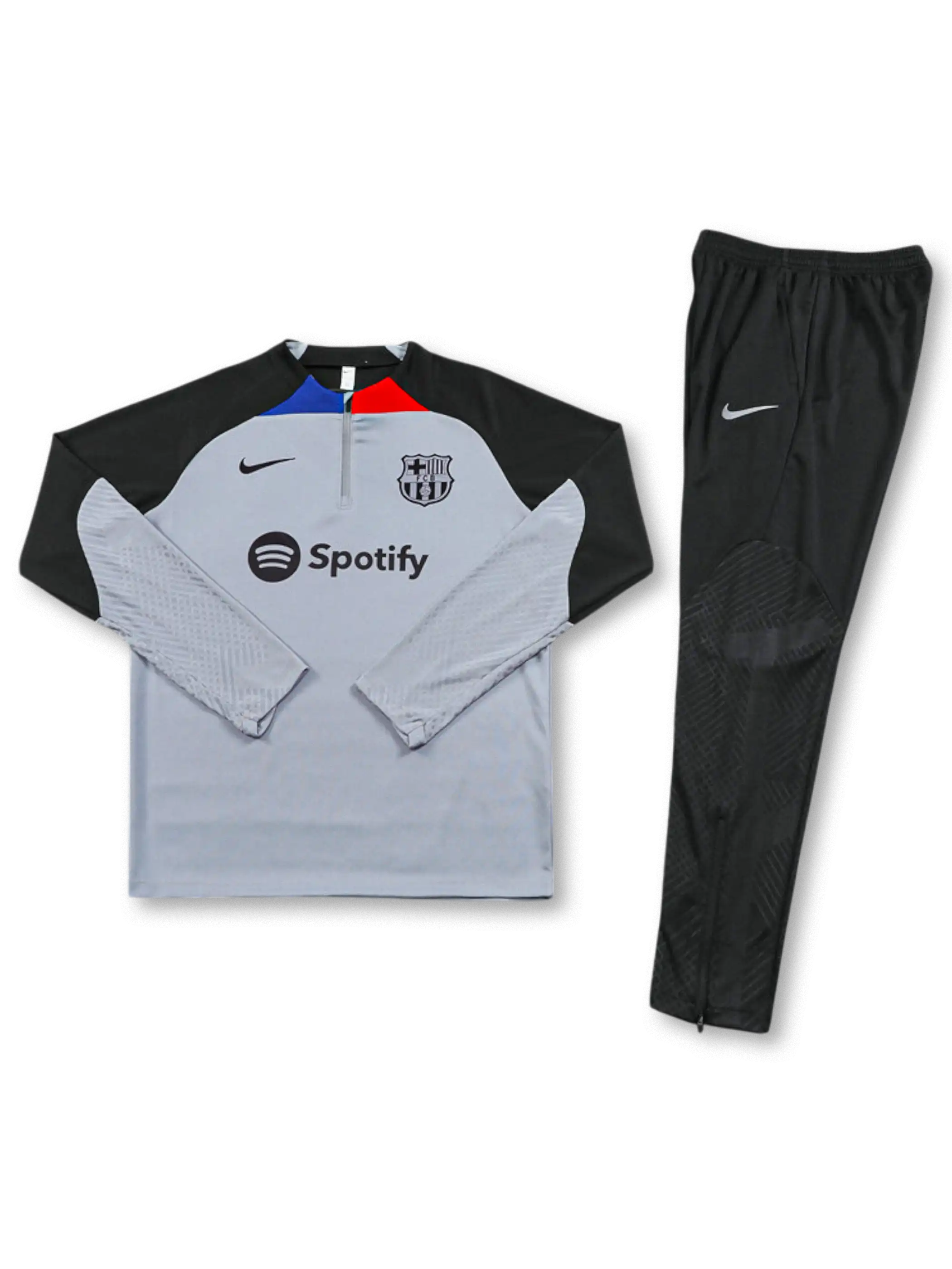 FCバルセロナ ハーフジップ トレーニングセット 正面(グレー/Spotify)