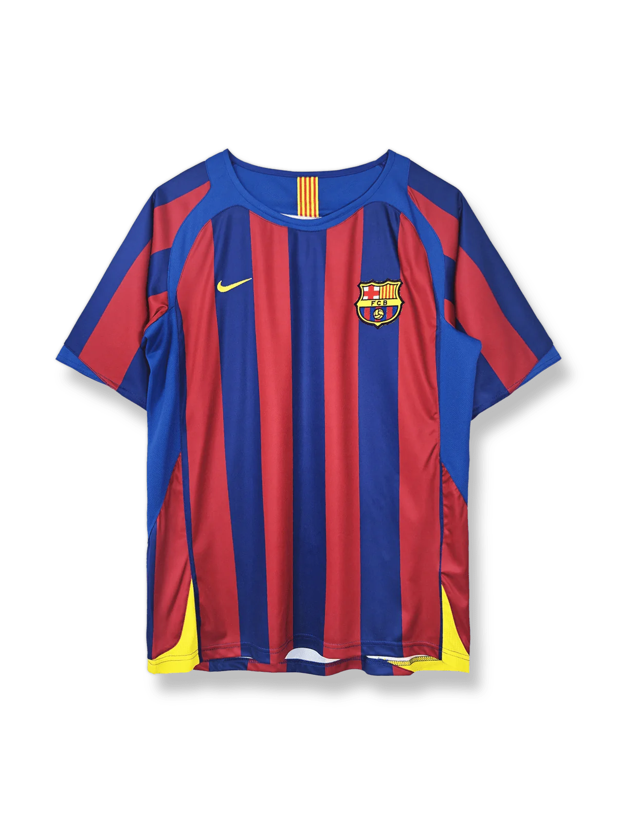 2005/06シーズンのバルセロナホームユニフォーム、ロナウジーニョ着用のクラシックサッカージャージ