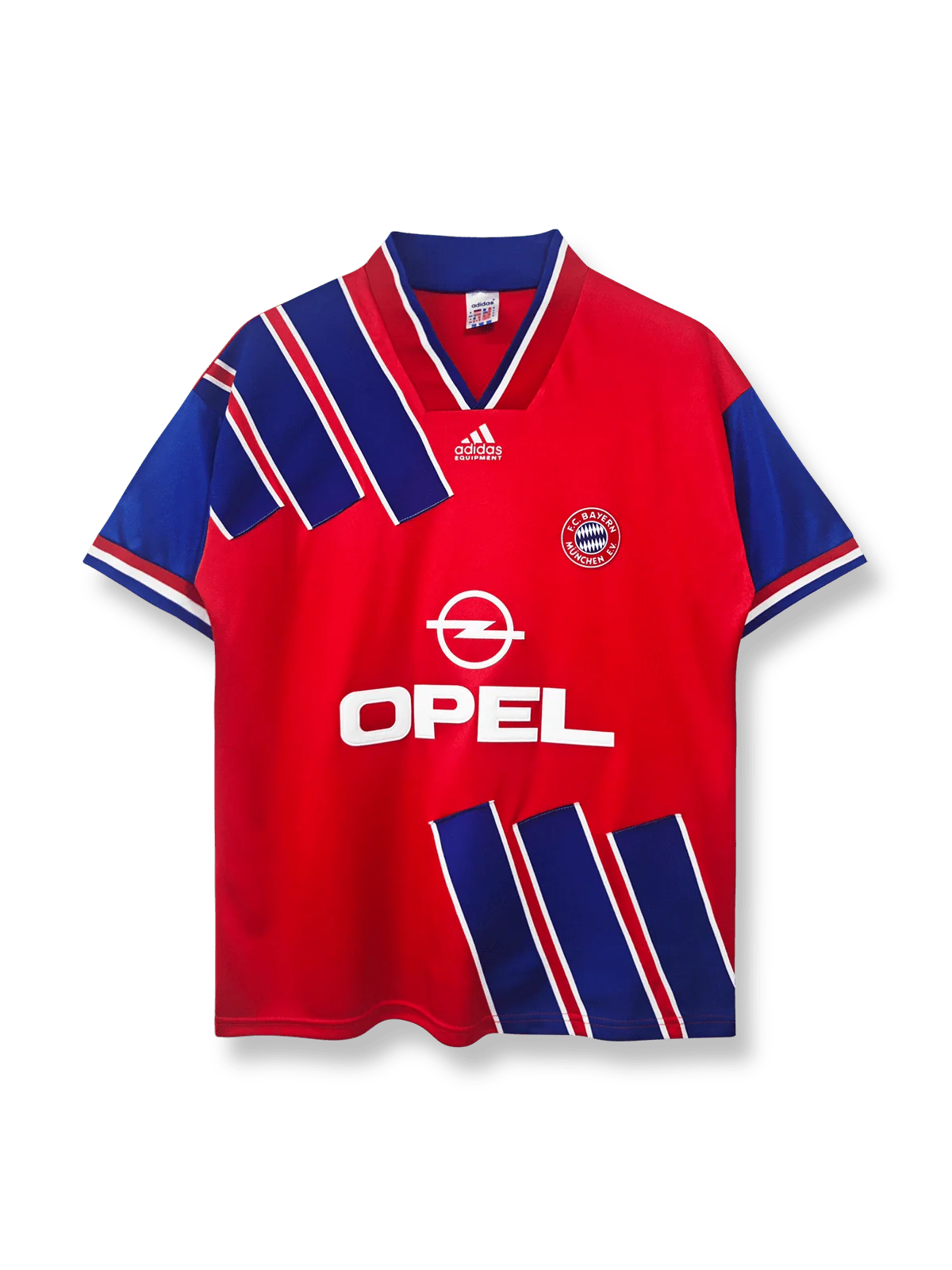 1993-95シーズンのバイエルン・ミュンヘンホームクラシックユニフォーム、ロベルト・パラドール着用の伝統的サッカージャージ