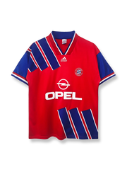 1993-95シーズンのバイエルン・ミュンヘンホームクラシックユニフォーム、ロベルト・パラドール着用の伝統的サッカージャージ