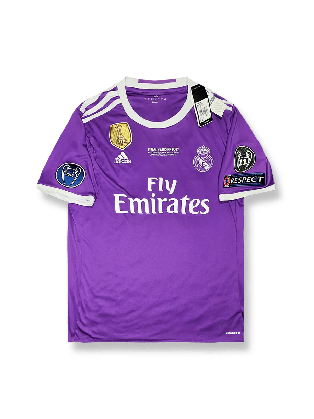 16/17シーズン レアル・マドリード サイン入りパープルのアウェイジャージ正面図