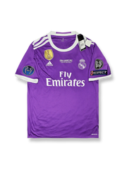 16/17シーズン レアル・マドリード サイン入りパープルのアウェイジャージ正面図