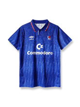 1989/91シーズンのチェルシーホームユニフォーム、ジルベルト・シルヴァ着用のクラシックサッカージャージ