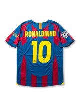 Cバルセロナ 2005-06 ホーム UEFAチャンピオンズリーグ決勝パリ仕様 レプリカ ジャージ ロナウジーニョ 10番