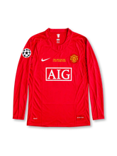 マンチェスター・ユナイテッド 2007/08シーズン UEFAチャンピオンズリーグ決勝モスクワ大会 長袖ホームユニフォーム クリスティアーノ・ロナウド7番 Nike製レッド AIGスポンサーロゴと決勝記念刺繍入りサッカージャージ