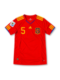 スペイン代表 2010 ホームユニフォーム 赤 南アフリカW杯パッチ付き プジョル背番号5