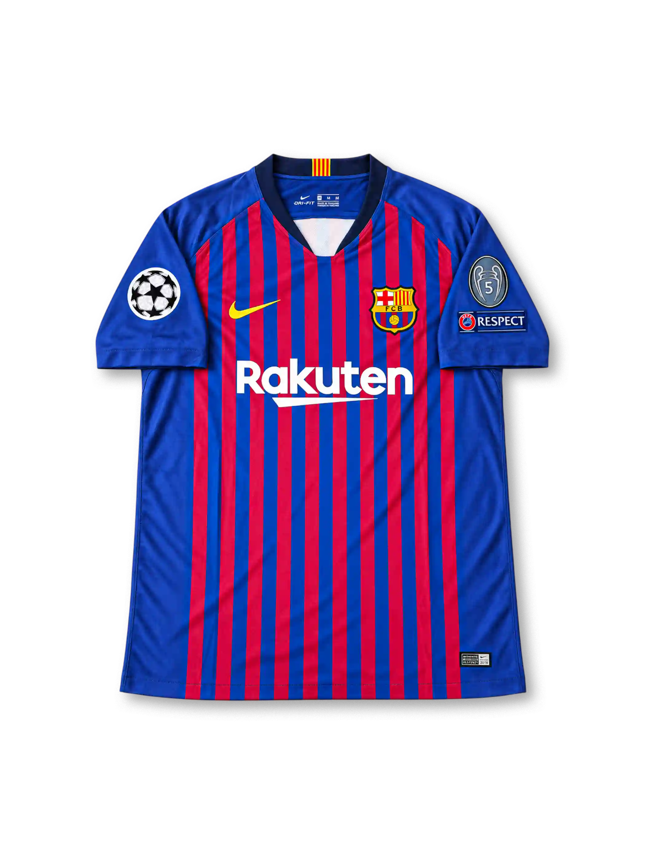 FCバルセロナ 2018/19 ホームユニフォーム ブラウグラナストライプ チャンピオンズリーグパッチ付き メッシ背番号10