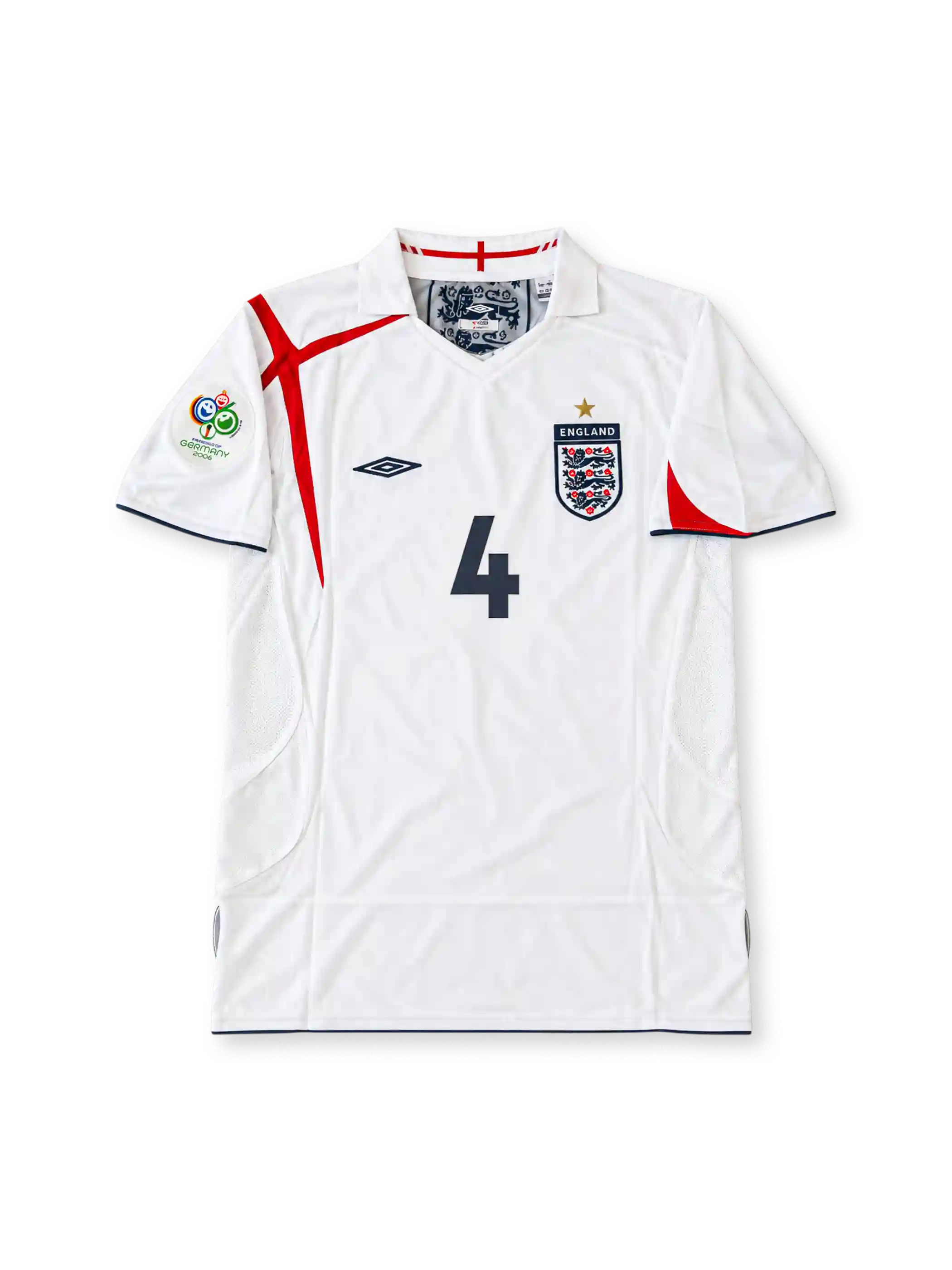 イングランド代表 2006 ホームユニフォーム 白に赤のライン ドイツW杯パッチ付き ジェラード背番号4
