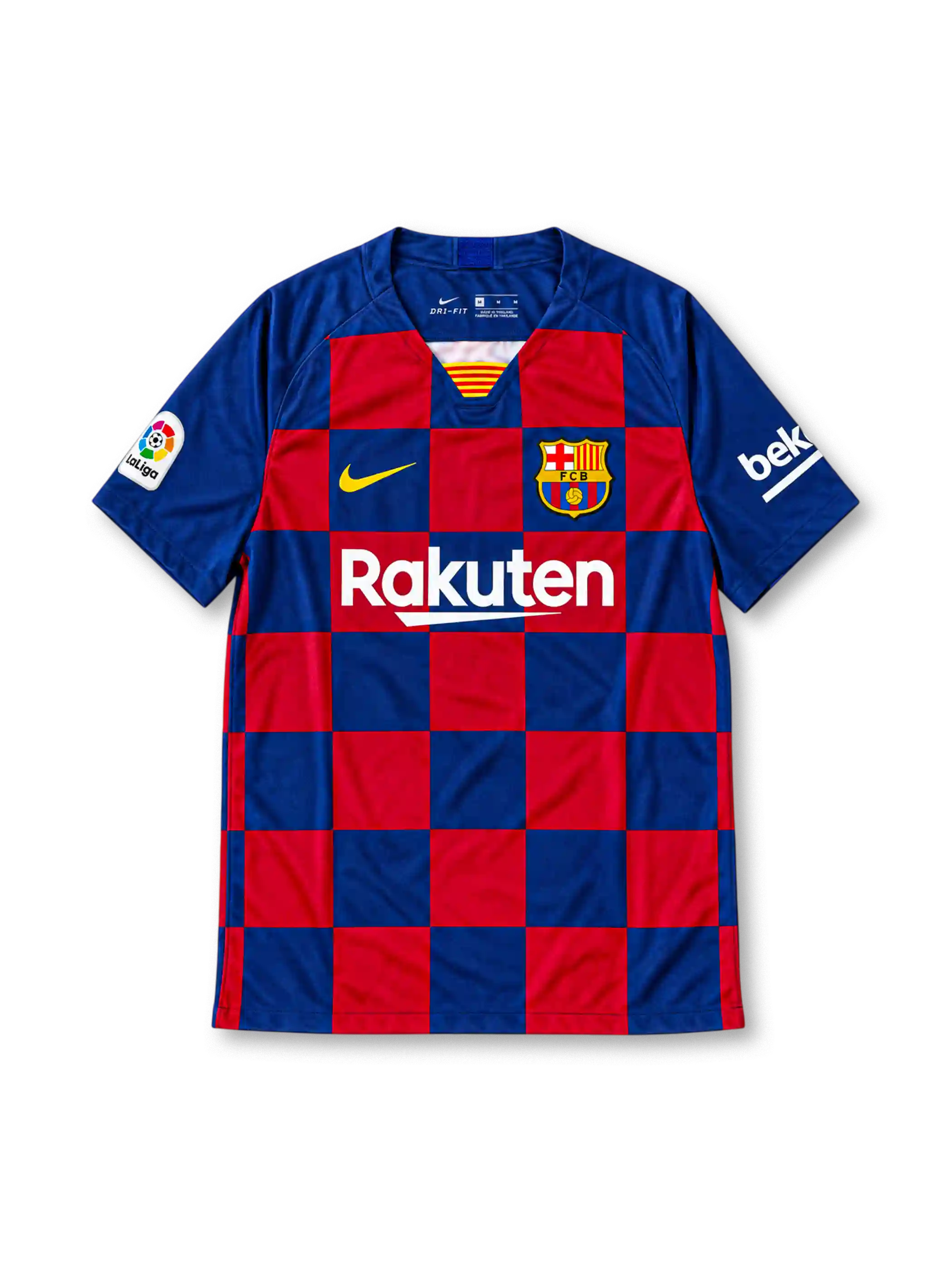 FCバルセロナ 2019/20 ホームユニフォーム チェッカーボード柄 ラ・リーガパッチ付き メッシ背番号10