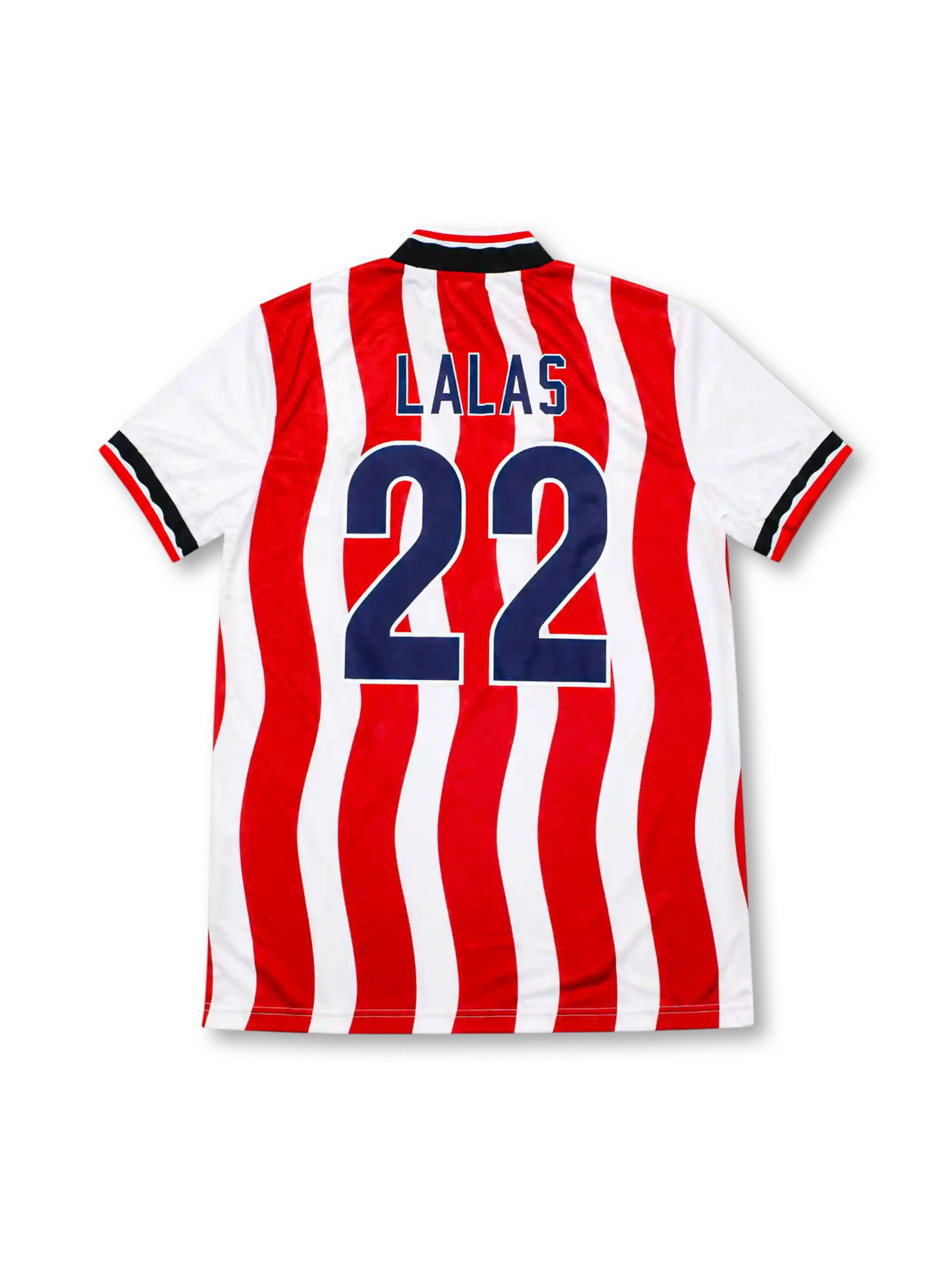 1994 アメリカ代表 ホームユニフォーム ラロス22番 レッド ホワイト 波打つストライプ adidas 1994年W杯