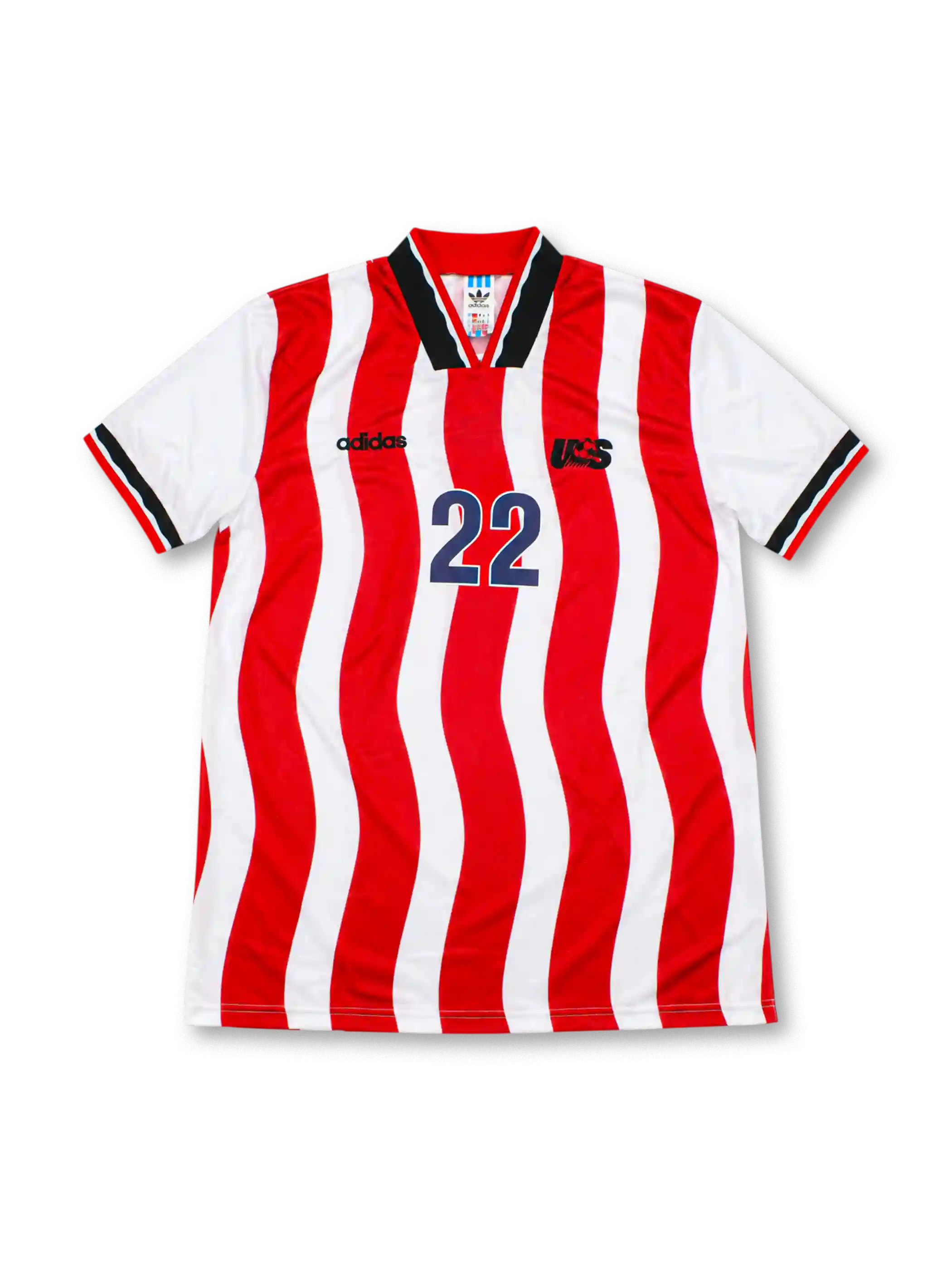 1994 アメリカ代表 ホームユニフォーム ラロス22番 レッド ホワイト 波打つストライプ adidas 1994年W杯