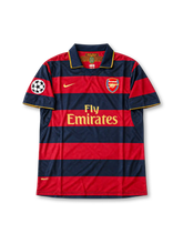 アーセナル 2007/08 サードユニフォーム 赤とネイビーの横縞 チャンピオンズリーグパッチ付き ベルカンプ背番号10